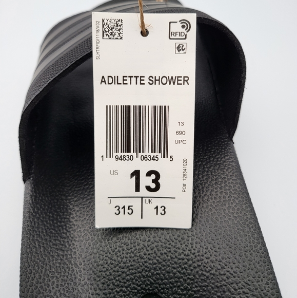 NEW Men's Adidas Shower Slides in Triple Black - Picture 10 of 11